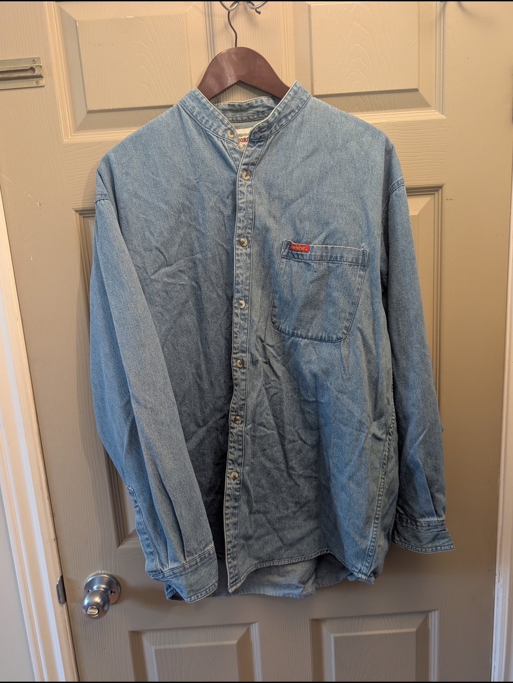 Vintage Light Blue Denim Button-Up Shirt Jacket